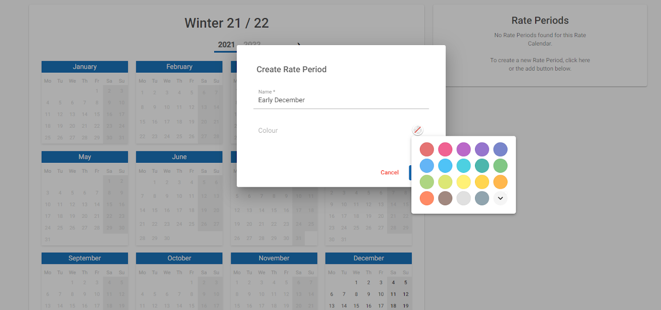 Name and set a colour for each period