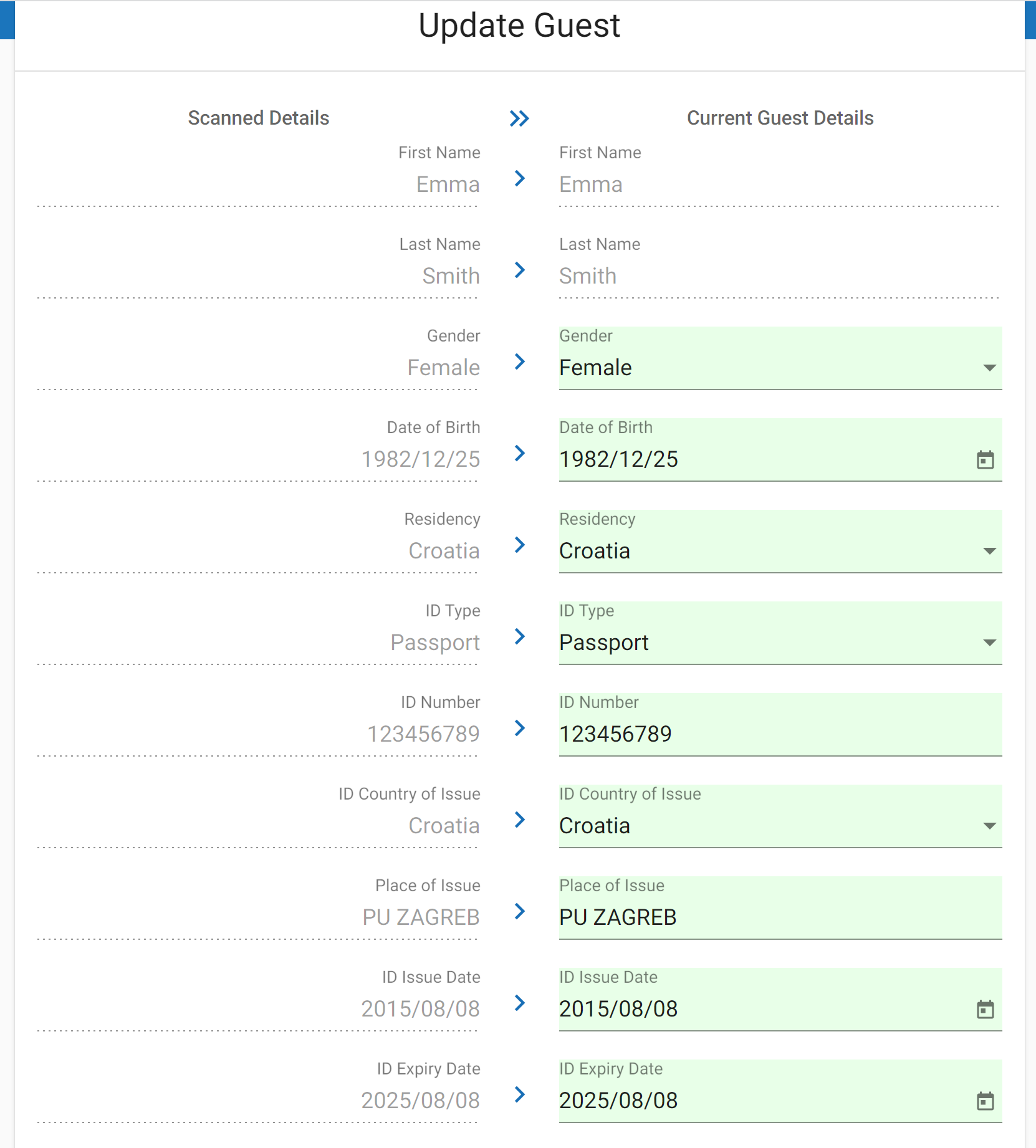 Left Side Shows Data From ID Right Side Shows What Will Be Saved