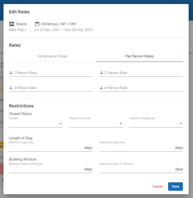 by setting Per Person Rates for each level of occupancy.