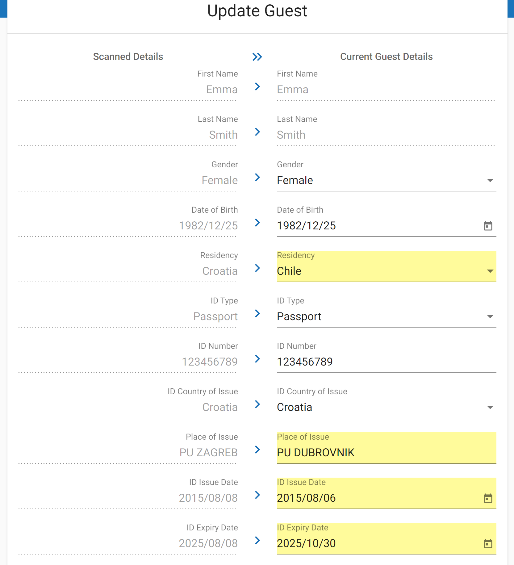 Left Side Shows Data From ID Right Side Shows What Will Be Saved