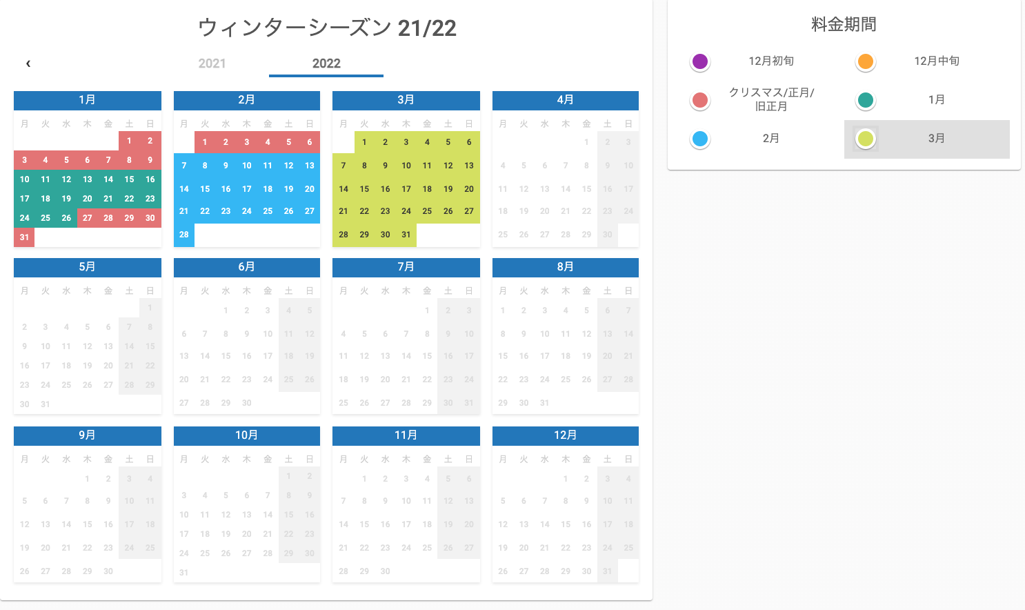 すべての日付が設定されるまでこれを繰り返し、保存します。